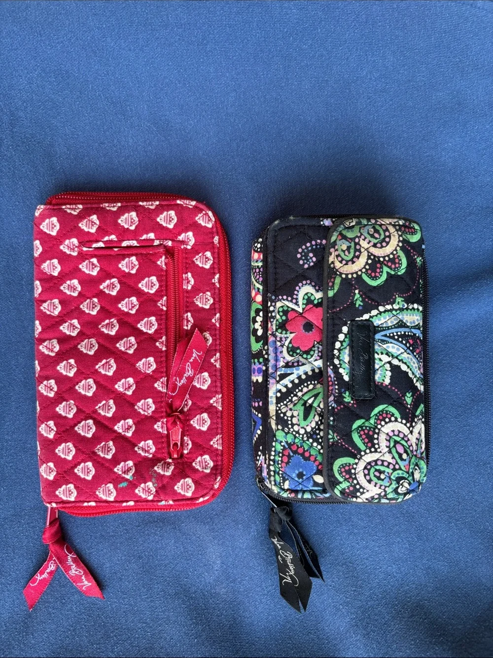 Vera Bradley Red Quilted Zip Wallet with Black Paisley Accent - Picture 2 of 12